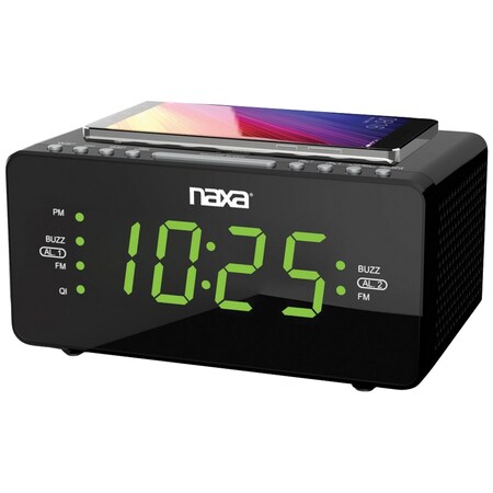 Naxa Dual Alarm Clock with Qi Wireless Charging and 1.2" Large Display NRC-191